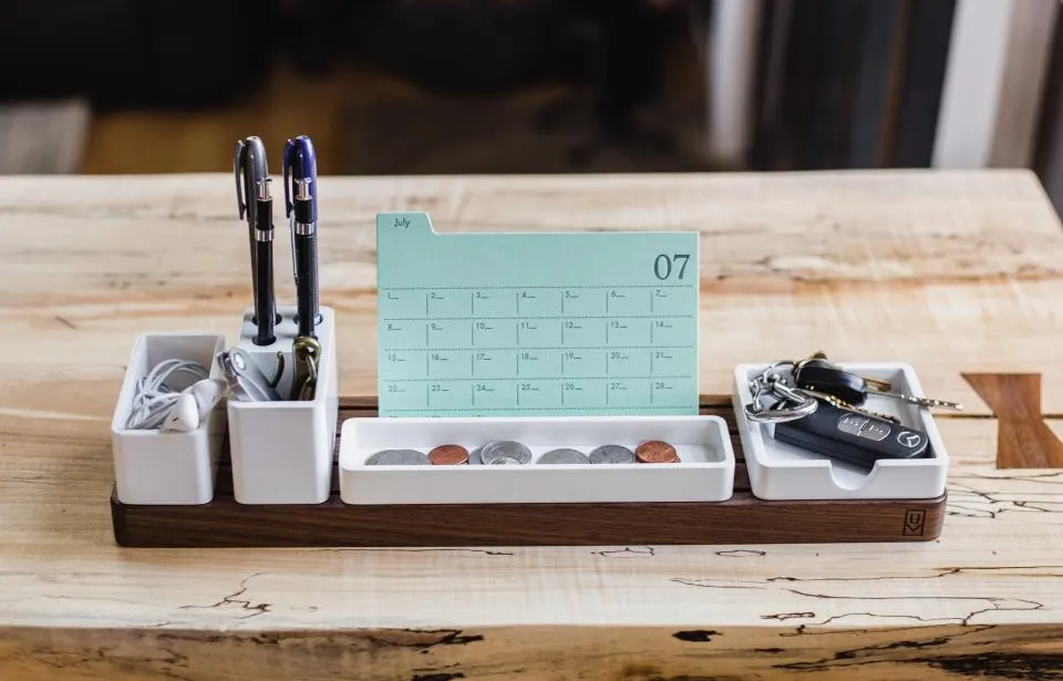Desk calendar and planner on a work desk