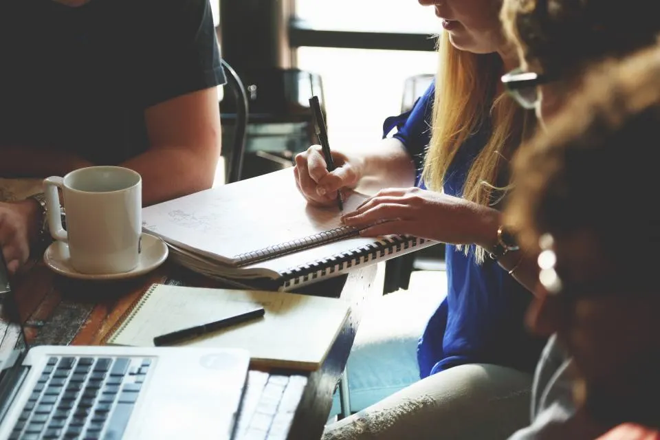 Team working together at an office desk