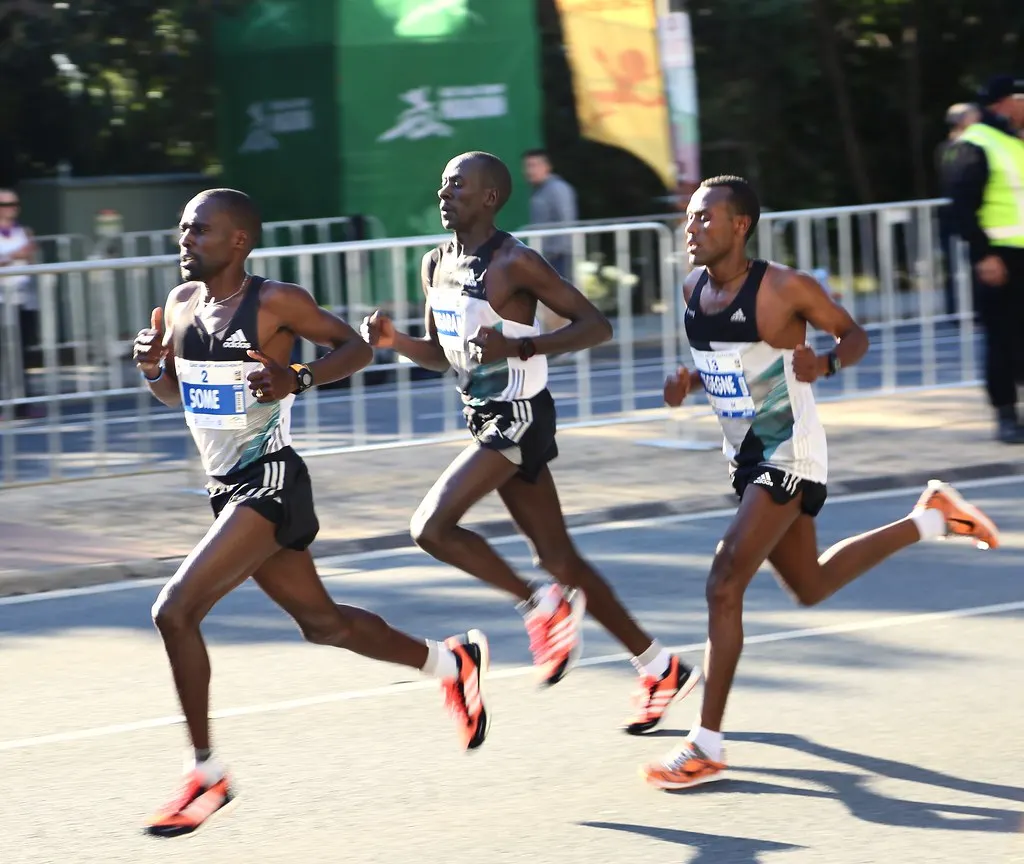 Athletes sprinting during training