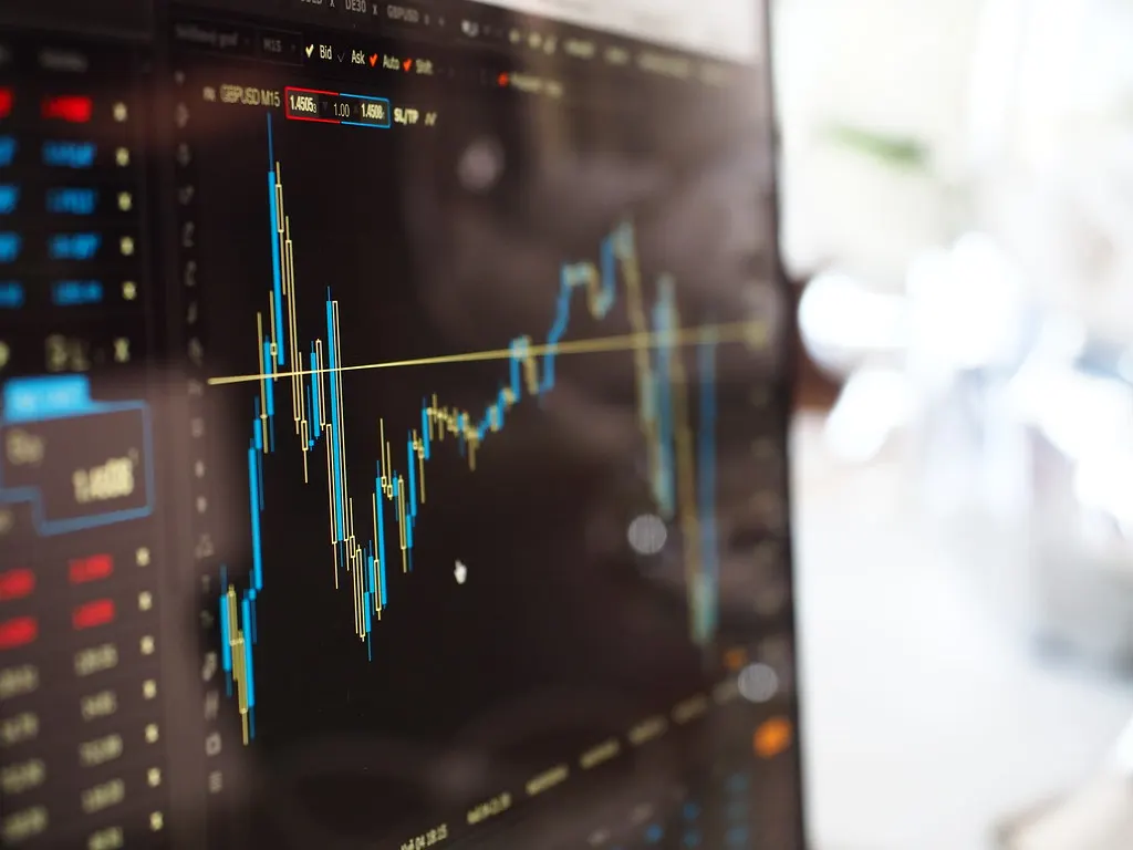 Stock market price chart on a trading screen